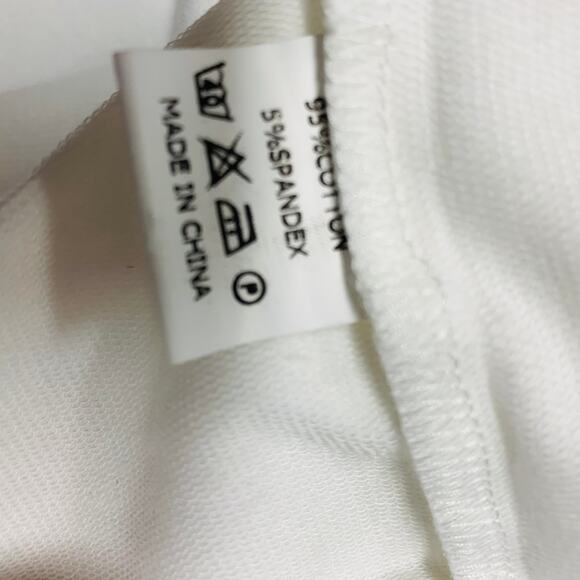 White Henley Shirt Full Gathered Sleeve Lettuce Hem Top Sz Medium - Picture 9 of 9